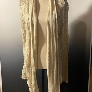 Cream Loose Knit Duster Cardigan With Long Sleeves